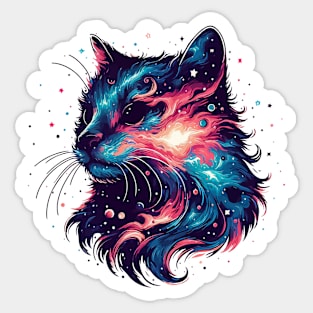 Cute cosmic blue cat in stars Sticker